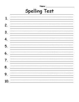 spelling test template 1 10